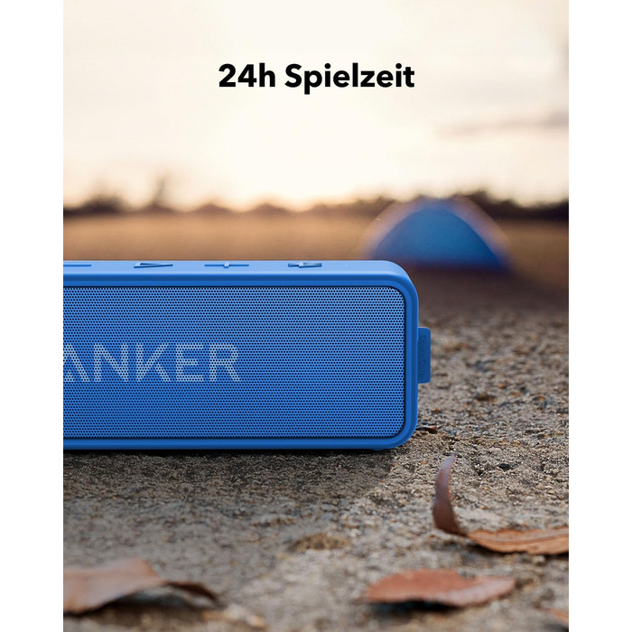 Портативна Bluetooth колонка Anker SoundCore 2, блакитна: потужний звук, глибокий бас, 24 год роботи, водонепроникність IPX7, сумісна з iPhone, Galaxy та іншими пристроями