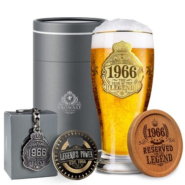 Пивний келих з гравіюванням 570 мл, 50 років, персоналізований подарунок для чоловіка, тата, декор, листівка на ювілей (1966)