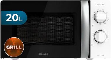 Мікрохвильова піч Cecotec ProClean 3060 20 л з грилем, 700 Вт, Ready2Clean, 6 режимів, 3D Wave, срібляста (Inox), дзеркальні дверцята