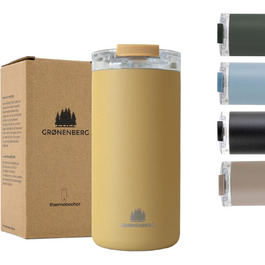 Термокружка Groenenberg 473 мл | Зберігає тепло до 4 годин | З екологічного нержавіючого сталі (гірчичний)