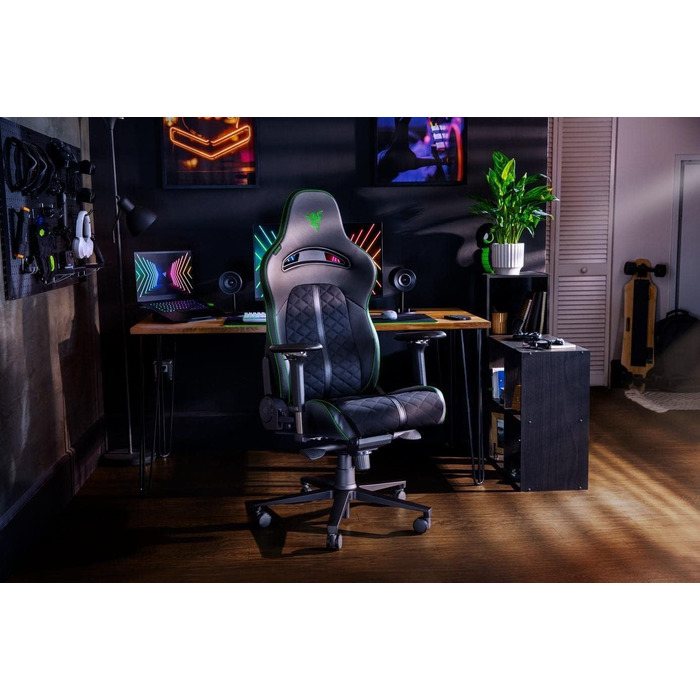 Ігровий крісло Razer Enki Schwarz: Комфорт на весь день (Підтримка попереку, широке сидіння, оптимізована щільність наповнювача, нахил до 152°) Зелений | Стандарт