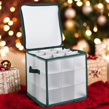 Сховище для прикрас на ялинку від Mijoma - Сортувальна коробка для ялинкових прикрас, розкладне, прозоре (33,5 x 34 x 64,5 см, вміщує 128 шт.)
