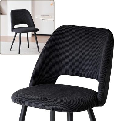 Набір стільців для їдальні/кухні, 8 шт., чорного кольору, з м'яким сидінням та спинкою з поролону. Підходить для їдальні, вітальні, кухні, спальні.