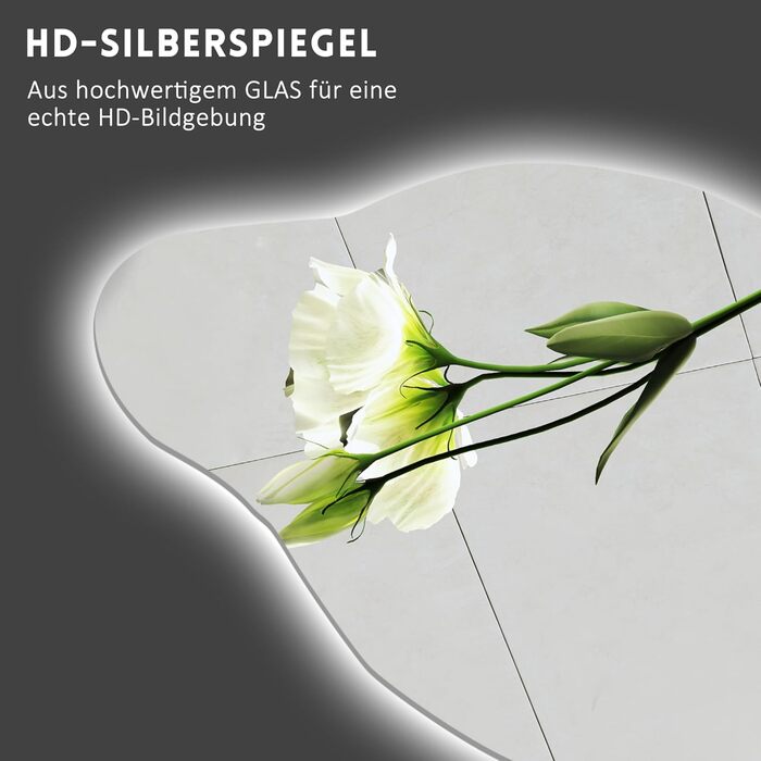 Дзеркало для ванної кімнати Badspiegel 70x50см з підсвічуванням 3 кольори, сенсорне керування, прямокутне, 62x90см, енергоклас A++