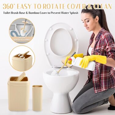 Набір для ванної кімнати 17 предметів, бежевий. Комплект аксесуарів для ванної кімнати з відром, 3 дозаторами для мила та лосьйонів, тримачем для зубних щіток, 6 дерев'яними гачками. Підходить для ванної кімнати та кухні.