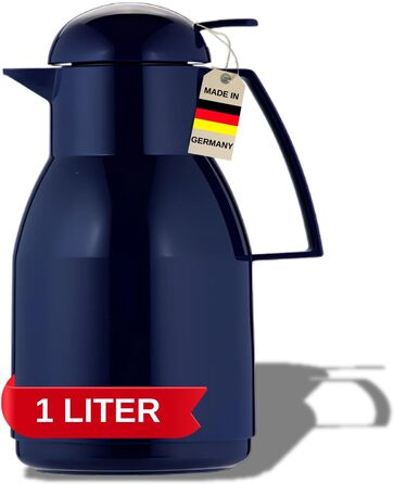 Термос Helios Top Push з нержавіючої сталі, 1 літр, темно-синій