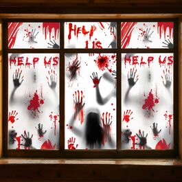 Прикраса на Хелловін - 3 шт. и гігантських кривавих відбитків рук зомбі-силуетів, моторошні накладки на вікна та двері для страшної вечірки (макс. 60 символів)