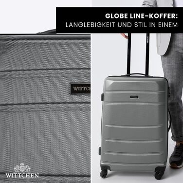 Валіза ручної поклажі WITTCHEN Globe Line сірого кольору з ABS-пластику та кодовим замком | 25 x 33 x 16,5 см | Підходить для Lufthansa, Eurowings, Ryanair, Condor, Discover Airlines