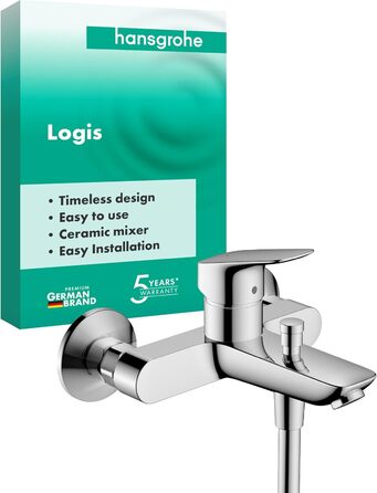 Змішувач для ванни Hansgrohe Logis накладний, для 2 споживачів, хром, довжина виливу 19,4 см