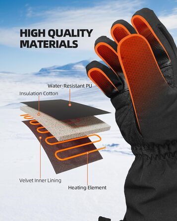 EBOSSOM Зимові рукавички для чоловіків та жінок, 7.4V водонепроникні теплі рукавички з підтримкою сенсорного екрану, вітрозахисні велосипедні рукавички для катання на лижах, піших прогулянок, їзди на мотоциклі та відпочинку