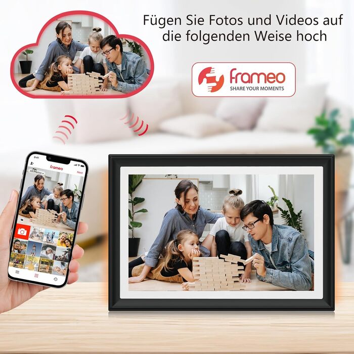 FRAMEO Цифровий фоторамка 15.6 дюймів WiFi, FHD 1920x1080, 32GB, IPS сенсорний екран, автоповорот, кріплення на стіну. Діліться фото та відео через додаток FRAMEO