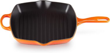 Сковорода-гриль LE CREUSET Signature з чавуну, квадратна, 26 см, для всіх типів плит (включно з індукційними), 2,86 кг, колір: рудо-червоний (Flint)