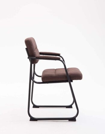 Крісло для відвідувачів Canada B з м'яким сидінням та тканинним покриттям. Зручне крісло для зони очікування з підлокітниками та металевим каркасом, колір: коричневий