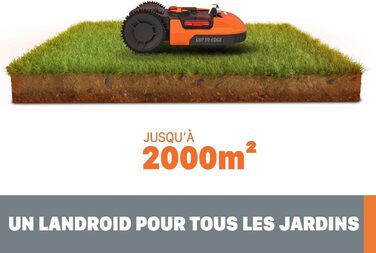 Робот-газонокосилка WORX Landroid L WR155E для газонів до 2000 м², з обмежувальним кабелем, AIA Navigation, керування через додаток, Wi-Fi, Bluetooth, кут нахилу до 35%