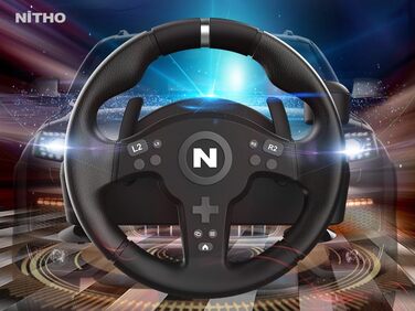Гоночний кермо NITHО Drive Pro V200 з педалями та перемикачем швидкостей для PC, PS4, PS5, Xbox One, Xbox Series X/S, Windows - 270° з вібрацією