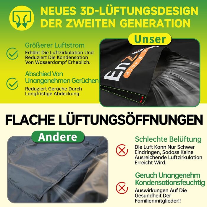 Чохол для садово-патіо меблів Enzeno, 242x182x100 см, водовідштовхуючий, 420D Oxford, захист від зими, для саду та тераси