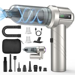 Акумуляторний ручний пилосмок для авто та дому 22000Па, безщітковий двигун, з функцією видування, 3 HEPA-фільтрами та набором щіток