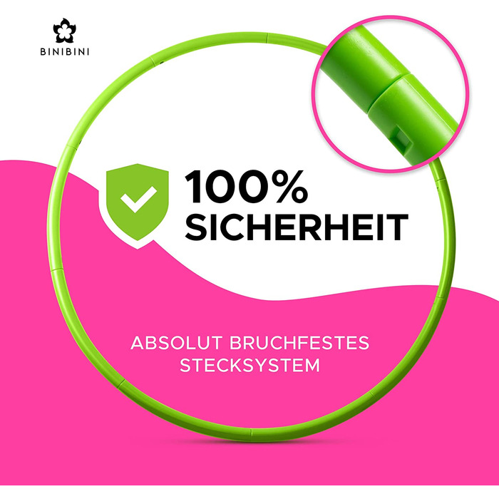 Легкі шини BINIBINI Hoola Hoop 100 не б'ються, безболісні та ефективні легкі фітнес-шини вагою 0,5 кг для дорослих, навіть початківців, і дітей 80-100 см в діаметрі LIME GREEN