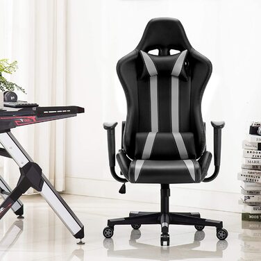 Крісло для інтимного WM Heart Gaming Ergonomic з підголівником, поперековою подушкою, регулюванням висоти, функцією гойдалки (сірий)