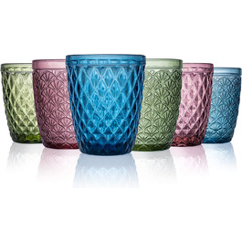 Набір склянок Norqvist для пиття різнокольорові-Набір склянок-Кольорові склянки для води, келихи для соку-набір з 6 склянок по 250 мл - можна мити в посудомийній машині-штабельовані