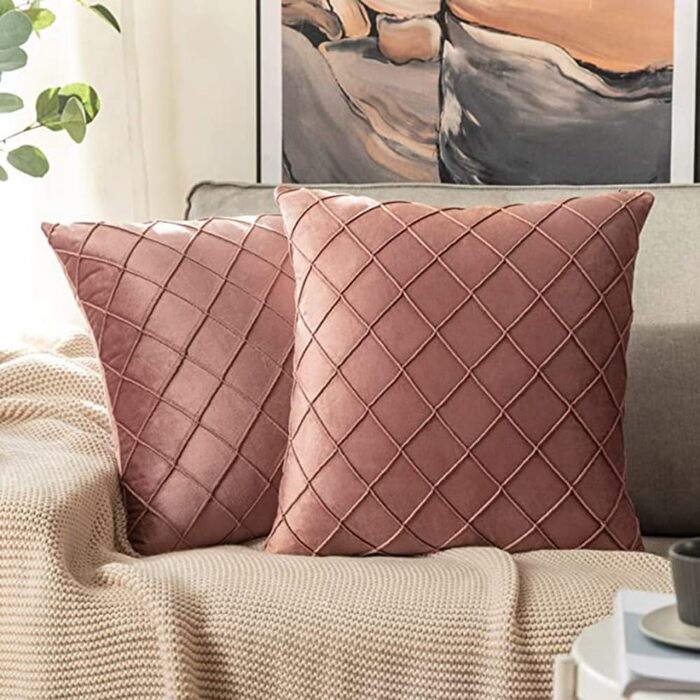 Плюшеві чохли на подушки M&W (набір з 2 шт. , 45 x 45 см, рожевий)