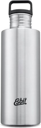 Пляшка для води з нержавіючої сталі з практичною ковпачком-петлею - 1000 мл сірого кольору (1000 мл, срібло)