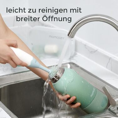 Momcozy MW05 портативний підігрівач для пляшечок, 500 мл, акумулятор 24 години, 2 режими нагріву для дитячого харчування та води, швидкий нагрів за 3 хв, зелений