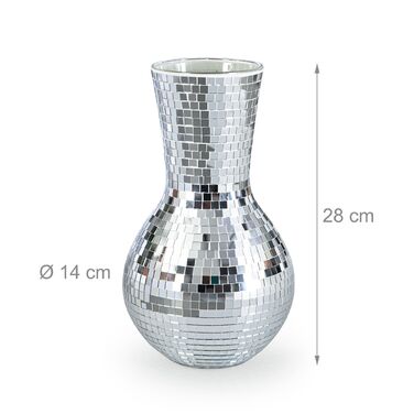 Ваза Relaxdays з мозаїчного скла, срібляста, 28 см