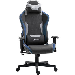 Крісло ігрове Vinsetto Ergonomic з регулюванням висоти, підголівником та поперековою підтримкою, блакитне