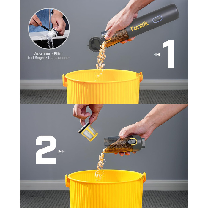 Акумуляторний автомобільний пилотяг Fanttik Slim V8 APEX, портативний ручний міні-пилотяг 4-в-1 RobustClean™, потужність 19000 Па/45 AW, 2 режими всмоктування, для авто, офісу та клавіатур (Сірий)