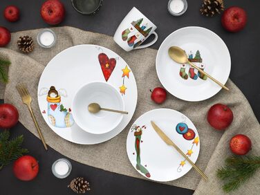 CreaTable Набір посуду Luna, 18 предметів для 6 осіб. Комплект для сніданку з порцеляни, придатний для миття в посудомийній машині та використання в мікрохвильовій печі.