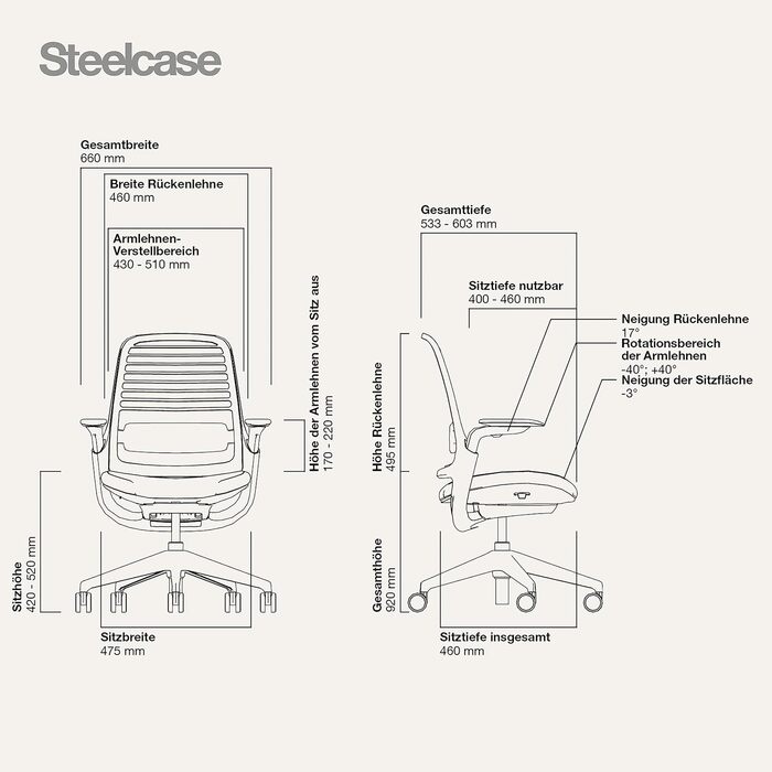 Офісний стілець Steelcase Series 1 з підтримкою спини LiveBack та 4D-підлокітниками, 66 x 64 x 92 см