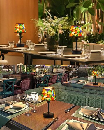 2 шт. Бездротові настільні лампи для обіднього столу з акумулятором 5200mAh, сенсорне регулювання яскравості, портативні лампи для ресторану, вітальні, спальні, бару, їдальні, нічники (багатобарвні, 2 шт.)