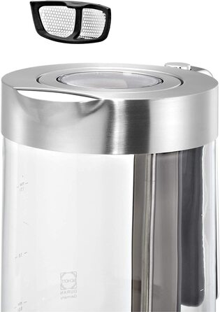 Електричний чайник WMF Lono зі скла, 1,7 л, з фільтром від накипу, бездротовий, 3000 Вт, матова нержавіюча сталь