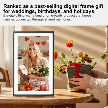 Цифровий фоторамка Frameo 15.6 дюймів, 32 ГБ, FHD 1920x1080, сенсорний екран, Wi-Fi, чорно-білий
