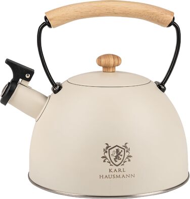 Електричний чайник Karl Hausmann 2.5L з автоматичним свистком - нержавіюча сталь, для індукційних, газових та електричних плит