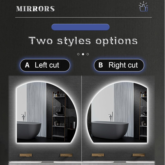 LED дзеркало для ванної кімнати з підсвічуванням, 70 см, правий крій