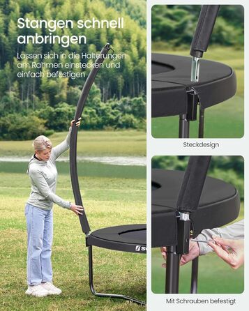 Батут SONGMICS вуличний Ø427 см з захисною сіткою, драбиною та м'якими стійками, чорний