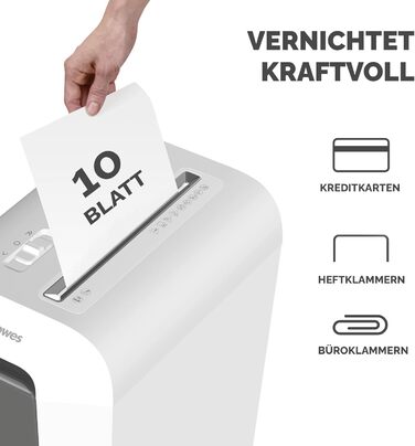 Fellowes шредер для паперу Powershred LX70: безпечний партиковий різак, 18л кошик, 4x40мм, для офісу та дому