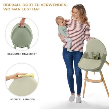 Дитячий стільчик Kinderkraft FINI2 2 в 1: безпечний, зручний, з дерев'яними ніжками та подвійним підносом (від 6 місяців до 5 років)