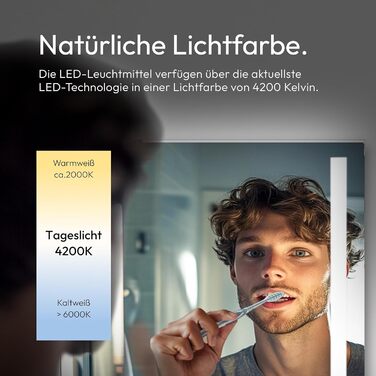 Дзеркало для ванної кімнати Talos Light LED 80x60 см з підсвічуванням, нейтральним білим світлом та алюмінієвою рамою