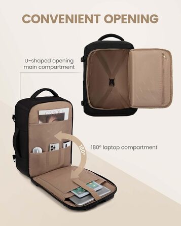 Рюкзак жіночий LOVEVOOK 40L для подорожей та авіаперельотів, Carry On, Beige Khaki