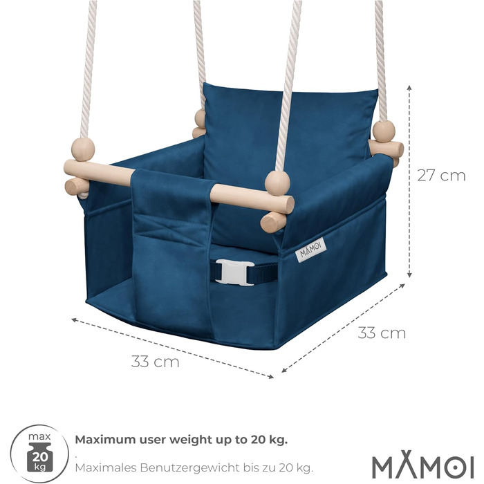 Дитяча гойдалка-крісло MAMOI® для дверей, дерев'яна гойдалка для малюків (Синій)