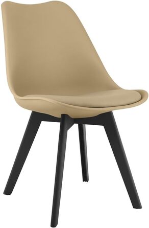 Обідні стільці - Чорні, з м'яким сидінням з екошкіри, поліпропіленові ніжки, сучасний дизайн, набір 4 шт.