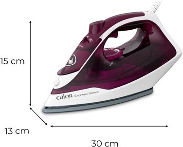 Праска відпарювач Calor Express FV2835C0, 2400 Вт, керамічна підошва, 35 г/хв, вертикальне прасування, гранат