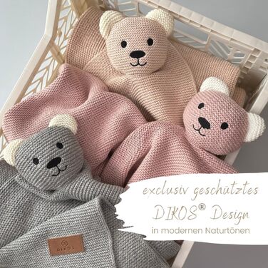 Оригінальна дитяча ковдра DIKOS CUDDLY Bear Dusty Pink 100 GOTS Органічна бавовняна ковдра для новонароджених з м'якою іграшкою В'язана ковдра Ковдра для обіймів Затишна ковдра Початкове обладнання Подарунки для дівчинки на народження