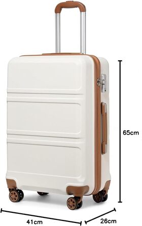 KONO Чемодан-Тролей 55 см, Кремовий Білий | Валіза для подорожей