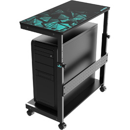 Підставка для комп'ютера EUREKA ERGONOMIC, регульована по висоті, ATX, для CPU, під стіл, з коліщатками, з підкладкою під мишу, чорна