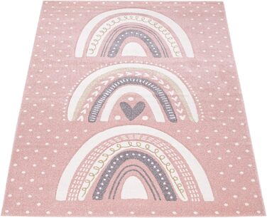 Дитячий килимок Heart Points Pink Cream Grey, 80x150 см (120 см Круглий)