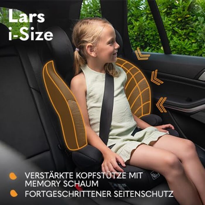 Автокрісло Lionelo Lars i-Size 100–150 см, Група 2/3, чорно-червоне, з регулюванням підголівника та бічними захистом